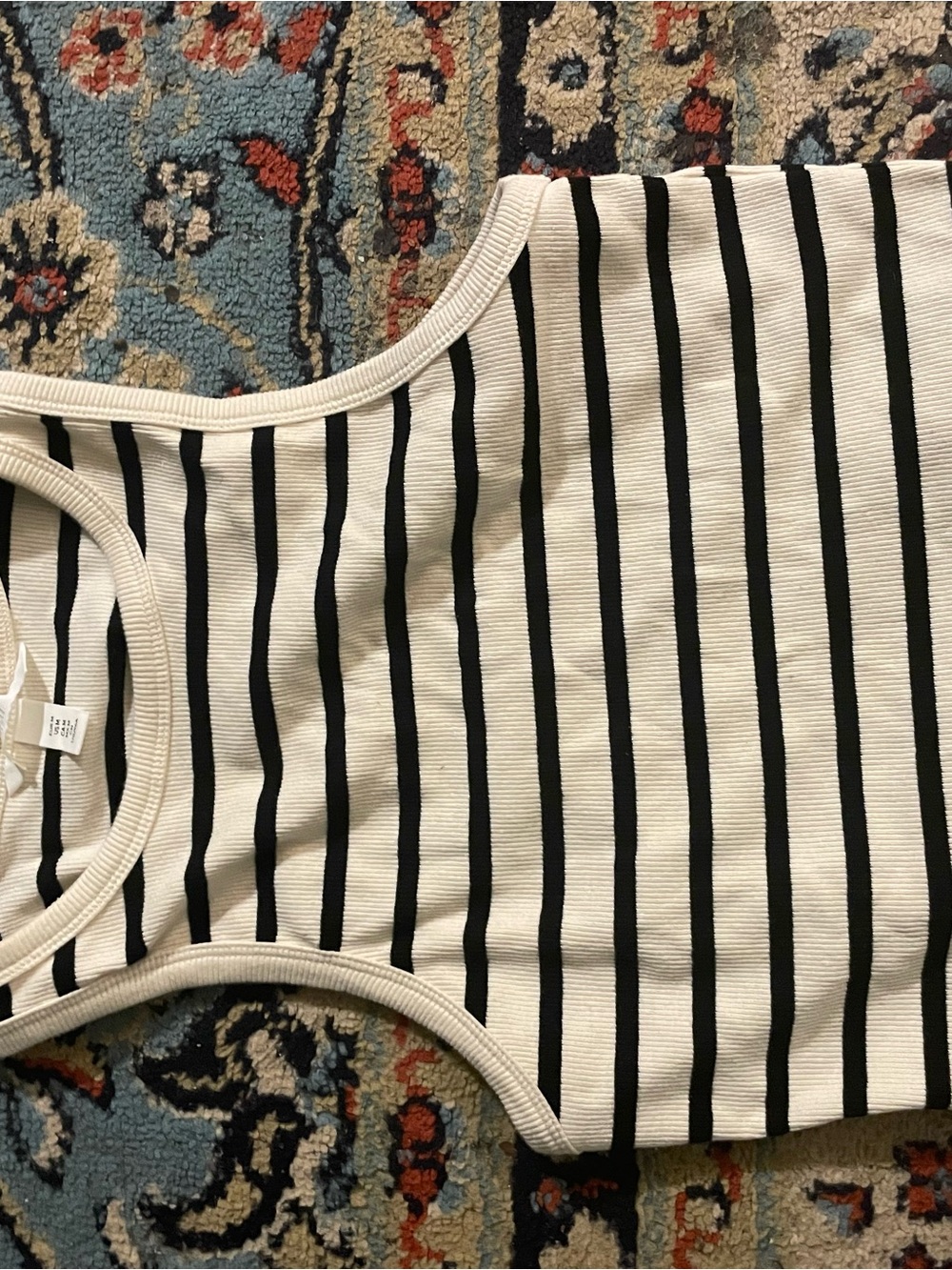 H&M Black & White Striped cropped One-Piece Tank